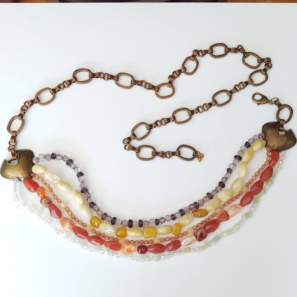 Dramatic stone, glass, bead & metal statement chain belt
